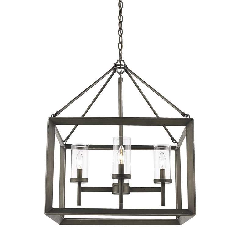 Image 3 Smyth 21" Wide Gunmetal Bronze Cage Chandelier more views