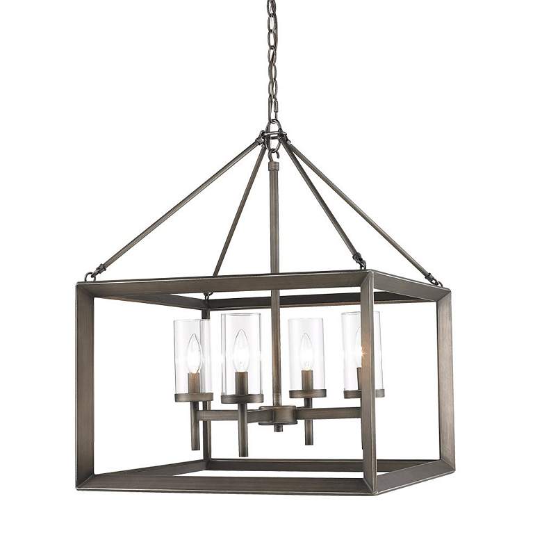 Image 4 Smyth 21" Wide Gunmetal Bronze Cage Chandelier more views