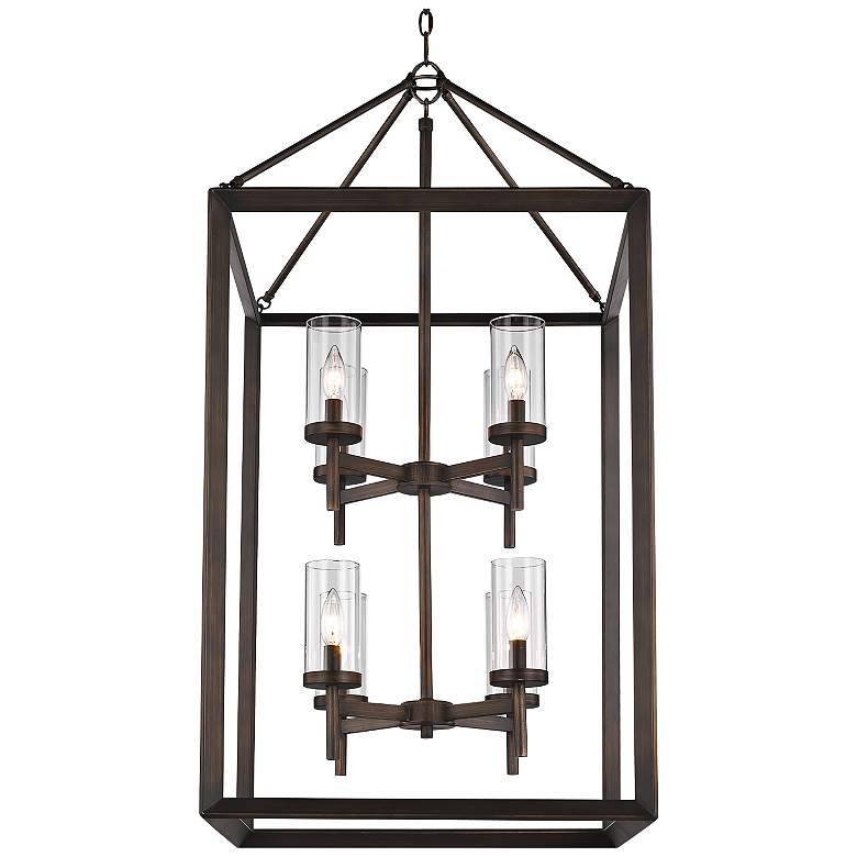 Image 3 Smyth 21 inchW Gunmetal Bronze Open Cage Large Foyer Pendant more views