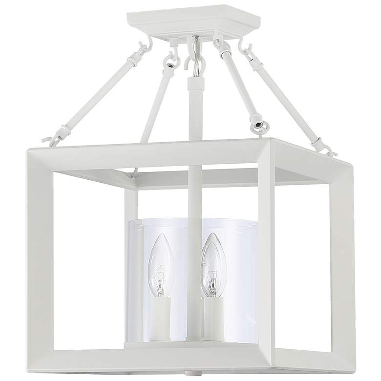 Image 1 Smyth 3-Light Semi-Flush in Natural White with Clear Glass