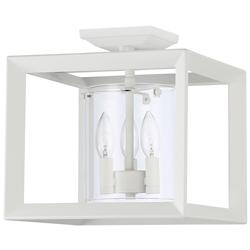 Smyth 3-Light Semi-Flush in Natural White with Clear Glass
