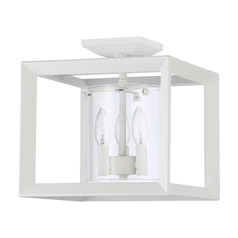 Image 2 Smyth 3-Light Semi-Flush in Natural White with Clear Glass more views
