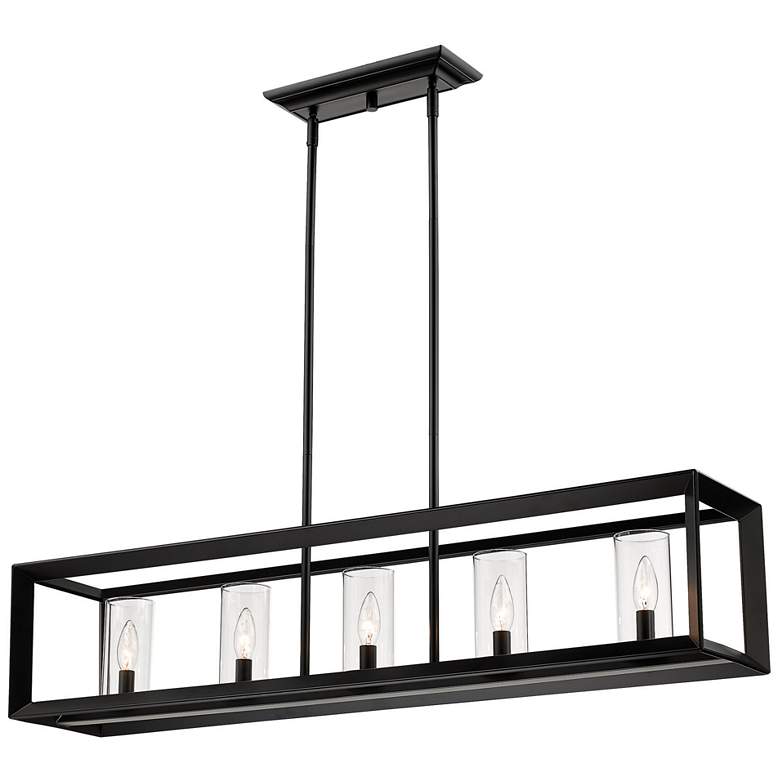 Image 1 Smyth 41 inch Wide 5-Light Linear Pendant in Matte Black with Clear Glass