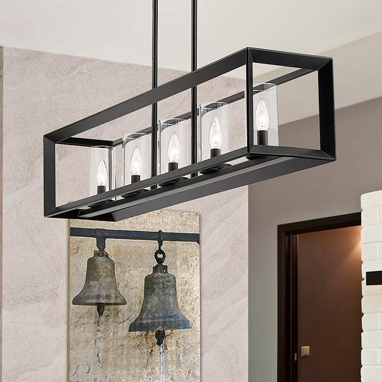 Image 2 Smyth 41" Wide Matte Black 5-Light Linear Pendant
