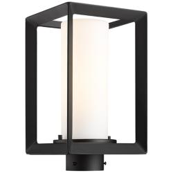 Smyth 7 1/2&quot; Wide Natural Black 1-Light Outdoor Post Light with Opal G