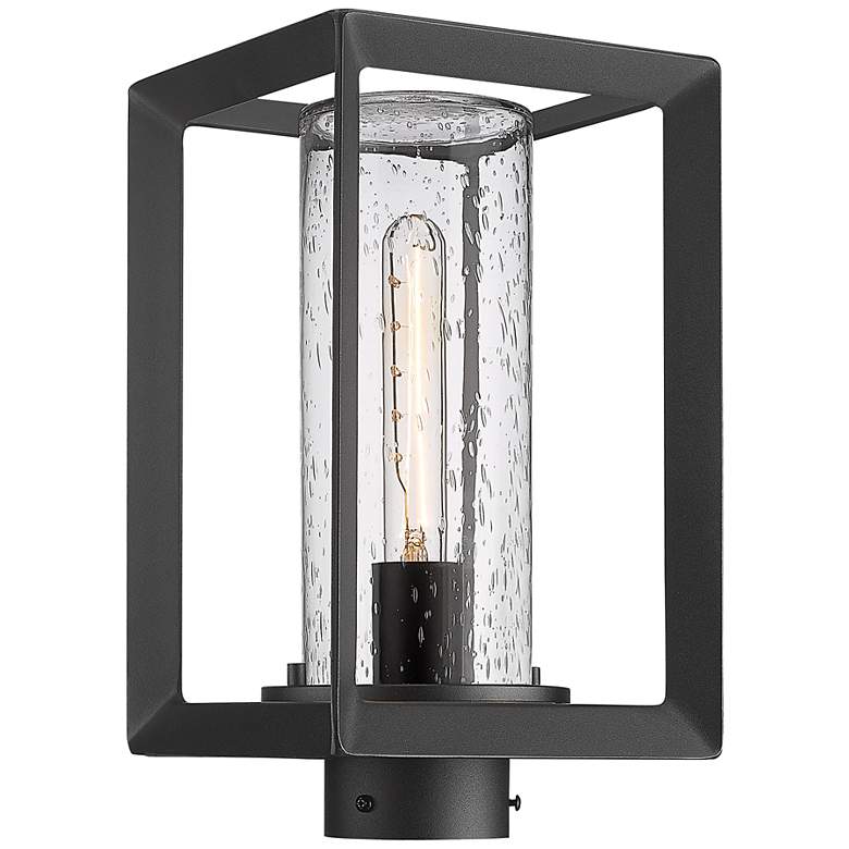 Image 1 Smyth 7 1/2" Wide Natural Black Outdoor Post Light with Seeded Glass