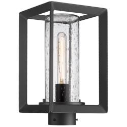 Smyth 7 1/2&quot; Wide Natural Black Outdoor Post Light with Seeded Glass
