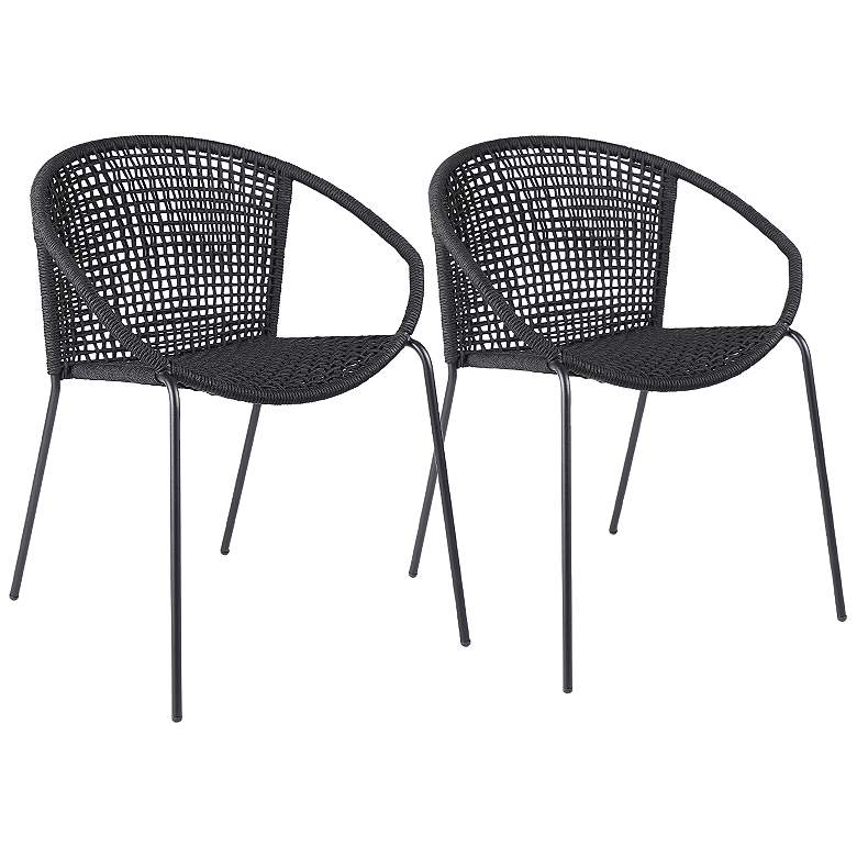 Image 2 Snack Black Rope Outdoor Dining Chairs Set of 2
