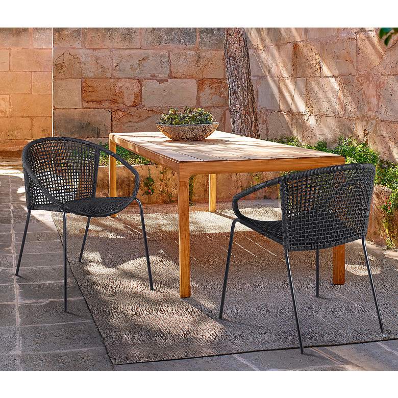 Image 1 Snack Black Rope Outdoor Dining Chairs Set of 2