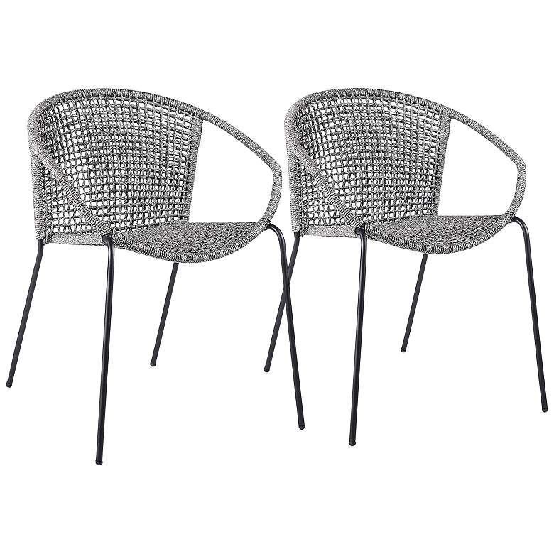 Image 2 Snack Gray Rope Outdoor Dining Chairs Set of 2