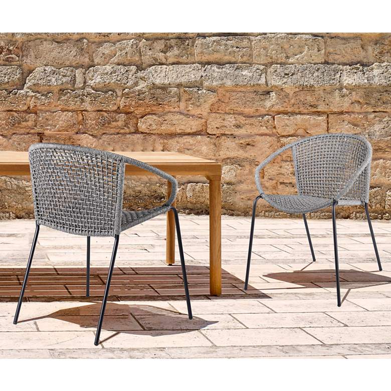 Image 1 Snack Gray Rope Outdoor Dining Chairs Set of 2