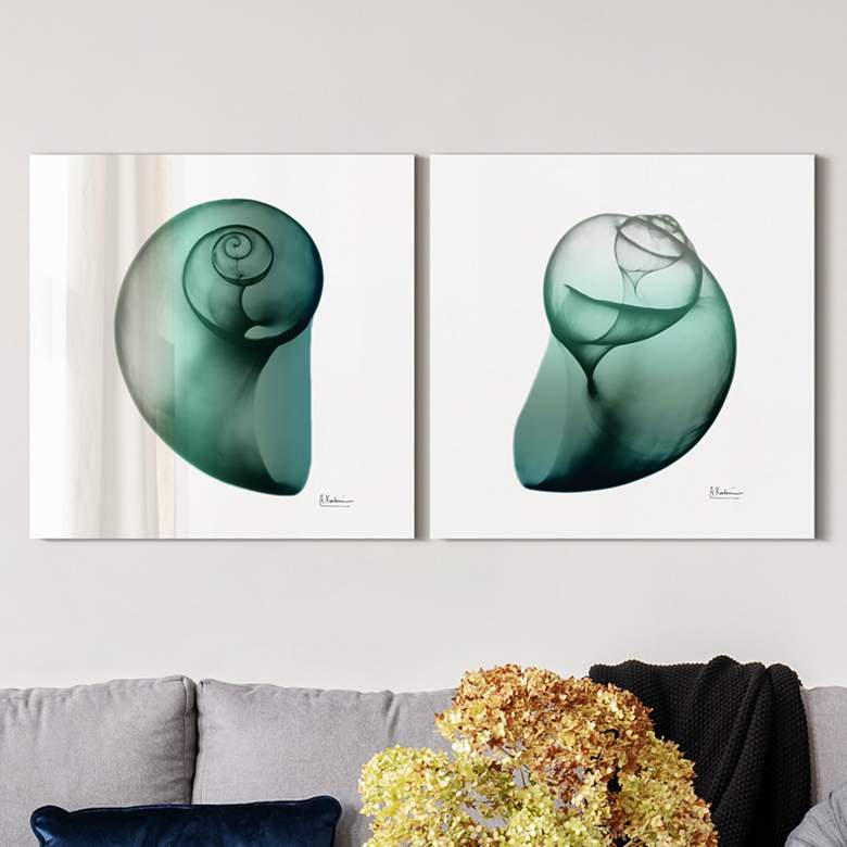 Image 2 Snail 48" Wide Free Floating 2-Piece Glass Wall Art