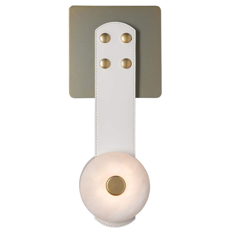 Image 1 SNAPS 13.1" High White Leather Accented Modern Brass LED Sconce