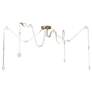 SNAPS 86.5" Wide Large White Leather Accented Modern Brass LED Pendant