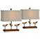 Snipes Cream Wood-Look 18" High Accent Table Lamps Set of 2
