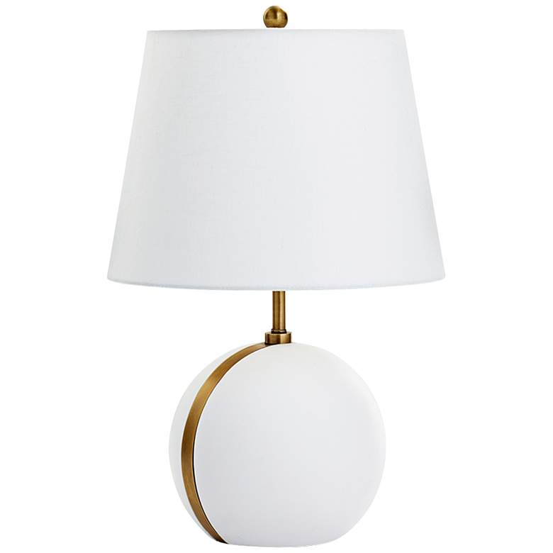 Image 1 Snow Moon Globe Brass Stripe White Plaster Accent Table Lamp