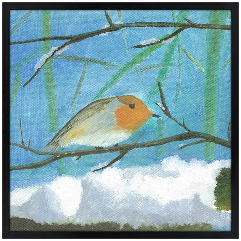 Image 1 Snow Sparrow 26 inch Square Black Giclee Wall Art