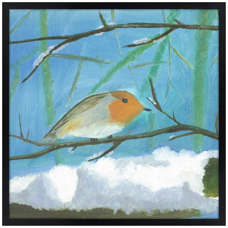 Image 1 Snow Sparrow 31 inch Square Black Giclee Wall Art