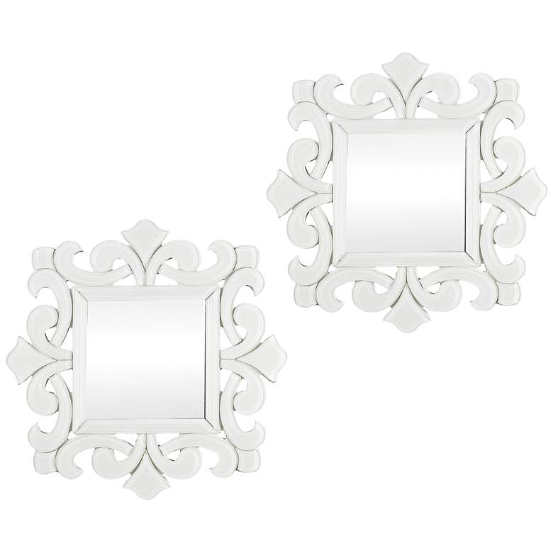 Image 1 Snowden White 16 inch Square Wall Mirrors Set of 2