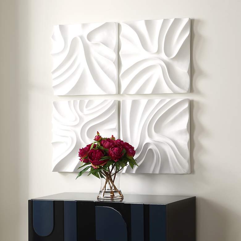 Image 1 Snowdrift White 15 1/4" Square 4-Piece Wall Decor Set