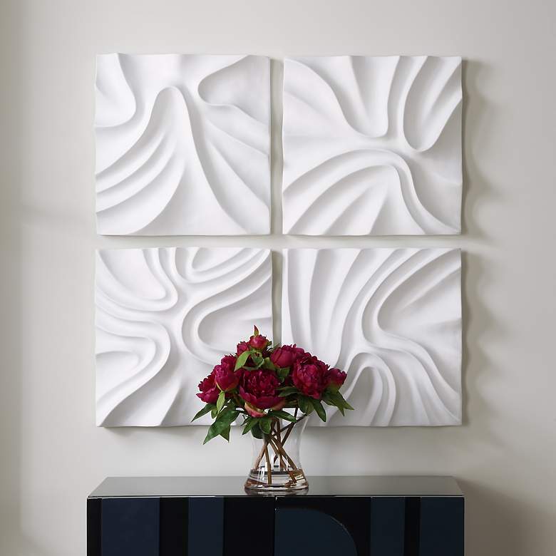 Image 3 Snowdrift White 15 1/4" Square 4-Piece Wall Decor Set more views