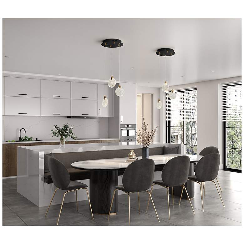 Image 2 Snowflake 11.81"W 3-Light Black Brass Chandelier w/ Rock-style Cut Shade more views