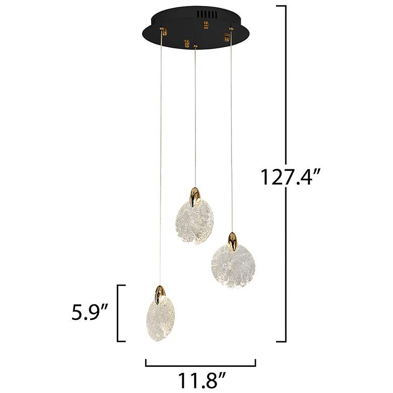 Image 3 Snowflake 11.81"W 3-Light Black Brass Chandelier w/ Rock-style Cut Shade more views