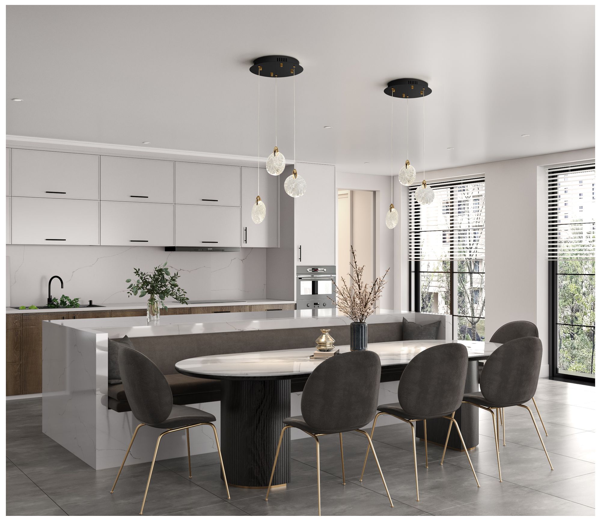 Image 2 Snowflake 11 3/4"W Black Brass LED Multi-Light Mini Pendant more views