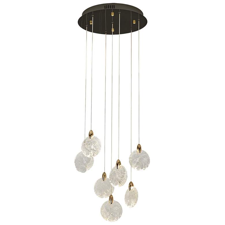 Image 1 Snowflake 15.75"W 7-Light Black Brass Chandelier w/ Rock-style Cut Shade