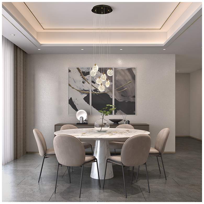 Image 2 Snowflake 15.75"W 7-Light Black Brass Chandelier w/ Rock-style Cut Shade more views