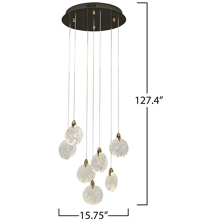Image 3 Snowflake 15.75"W 7-Light Black Brass Chandelier w/ Rock-style Cut Shade more views