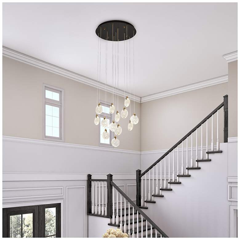 Image 2 Snowflake 23.62"W 13-Light Black Brass Chandelier w/ Rock-style Cut Shade more views