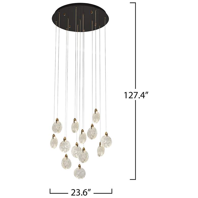 Image 3 Snowflake 23.62"W 13-Light Black Brass Chandelier w/ Rock-style Cut Shade more views