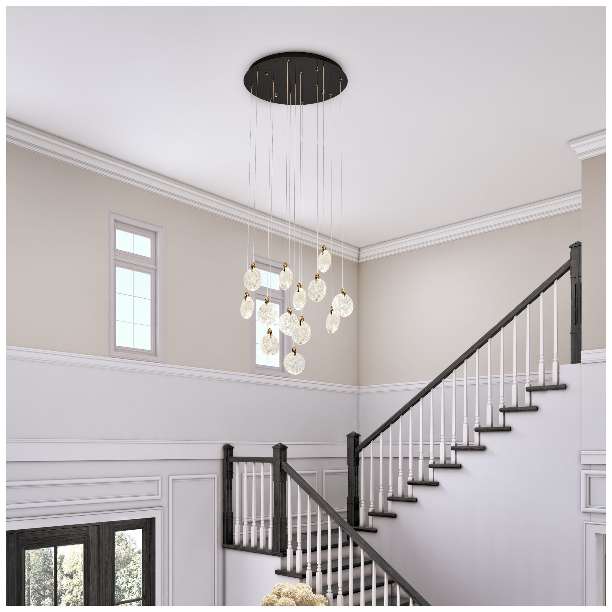 Image 2 Snowflake 23 1/2" Wide Satin Brass LED Multi-Light Pendant more views