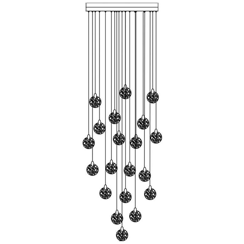Image 1 Snowflake 31.5"W 20-Light Black Brass Chandelier w/ Rock-style Cut Shade