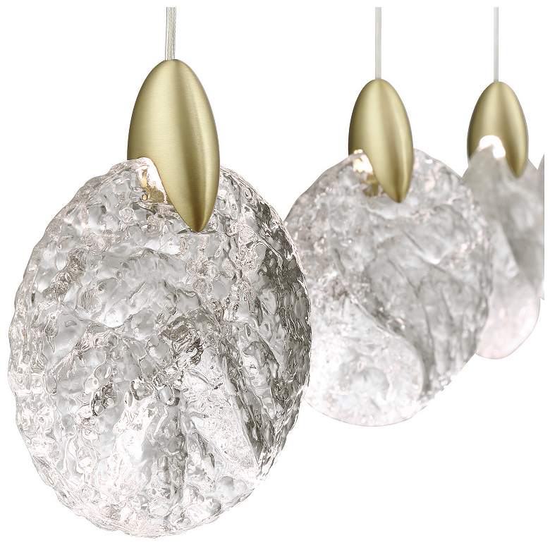 Image 4 Snowflake 40"W 13-Light Black Brass Island Light w/ Rock-style Cut Shade more views