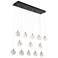 Snowflake 40"W Black Brass Multi-Light LED Island Pendant