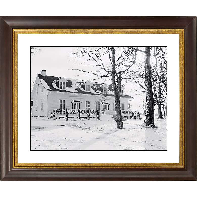Image 1 Snowy Day Gold Bronze Frame Giclee 20 inch Wide Wall Art