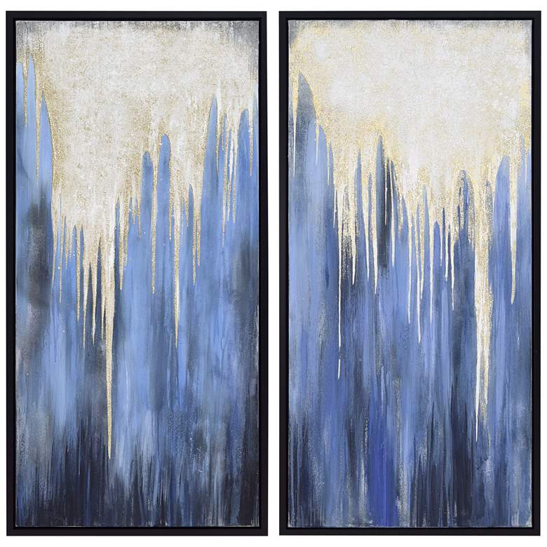 Image 3 Snowy Drip 1 and 2 48"H 2-Piece Framed Canvas Wall Art Set