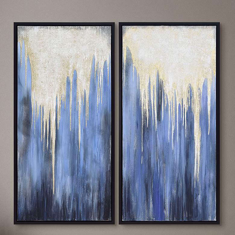 Image 2 Snowy Drip 1 and 2 48"H 2-Piece Framed Canvas Wall Art Set