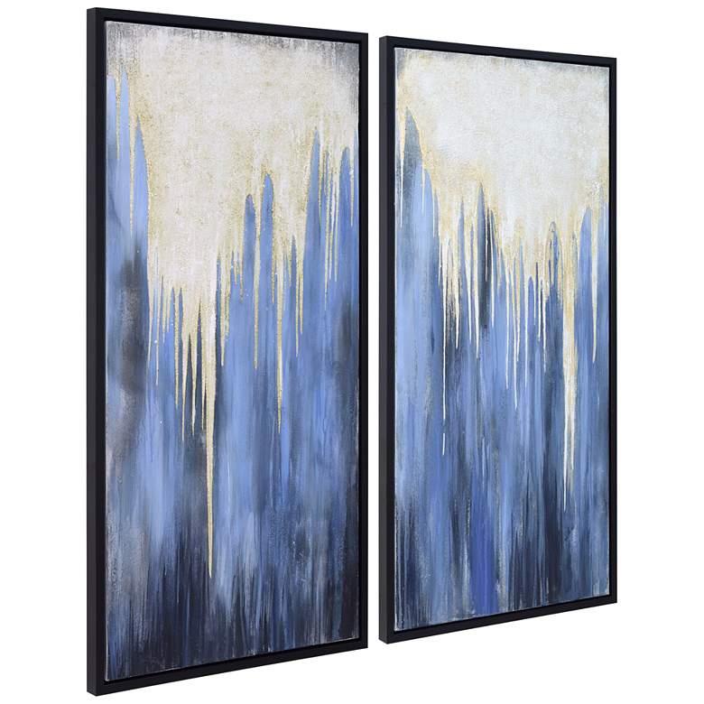 Image 7 Snowy Drip 1 and 2 48 inchH 2-Piece Framed Canvas Wall Art Set more views