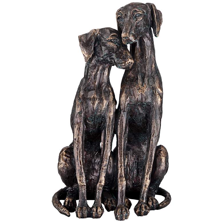 Image 1 Snuggling Sighthounds 11 1/4 inch High Bronze Dog Sculpture