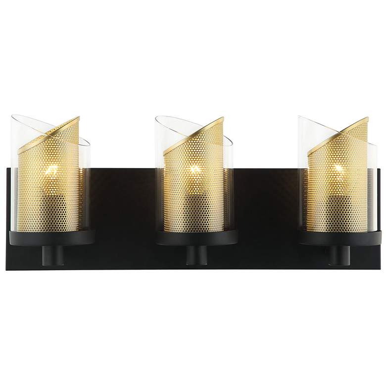 Image 1 So Inclined 3-Lt Bath Light - Black &#38; Gold