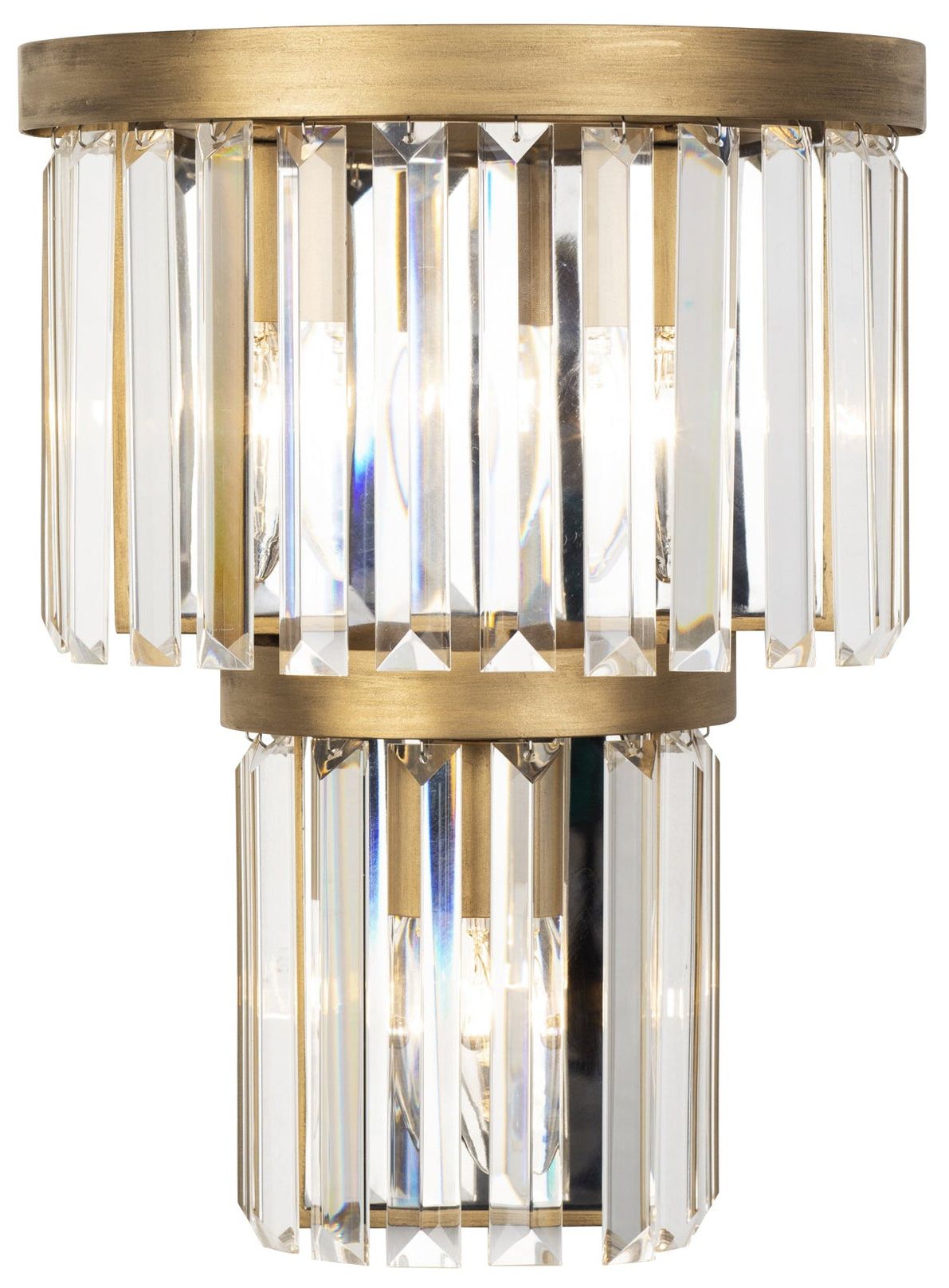 Social Club 14"H Havana Gold and Crystal 2-Tier Wall Sconce