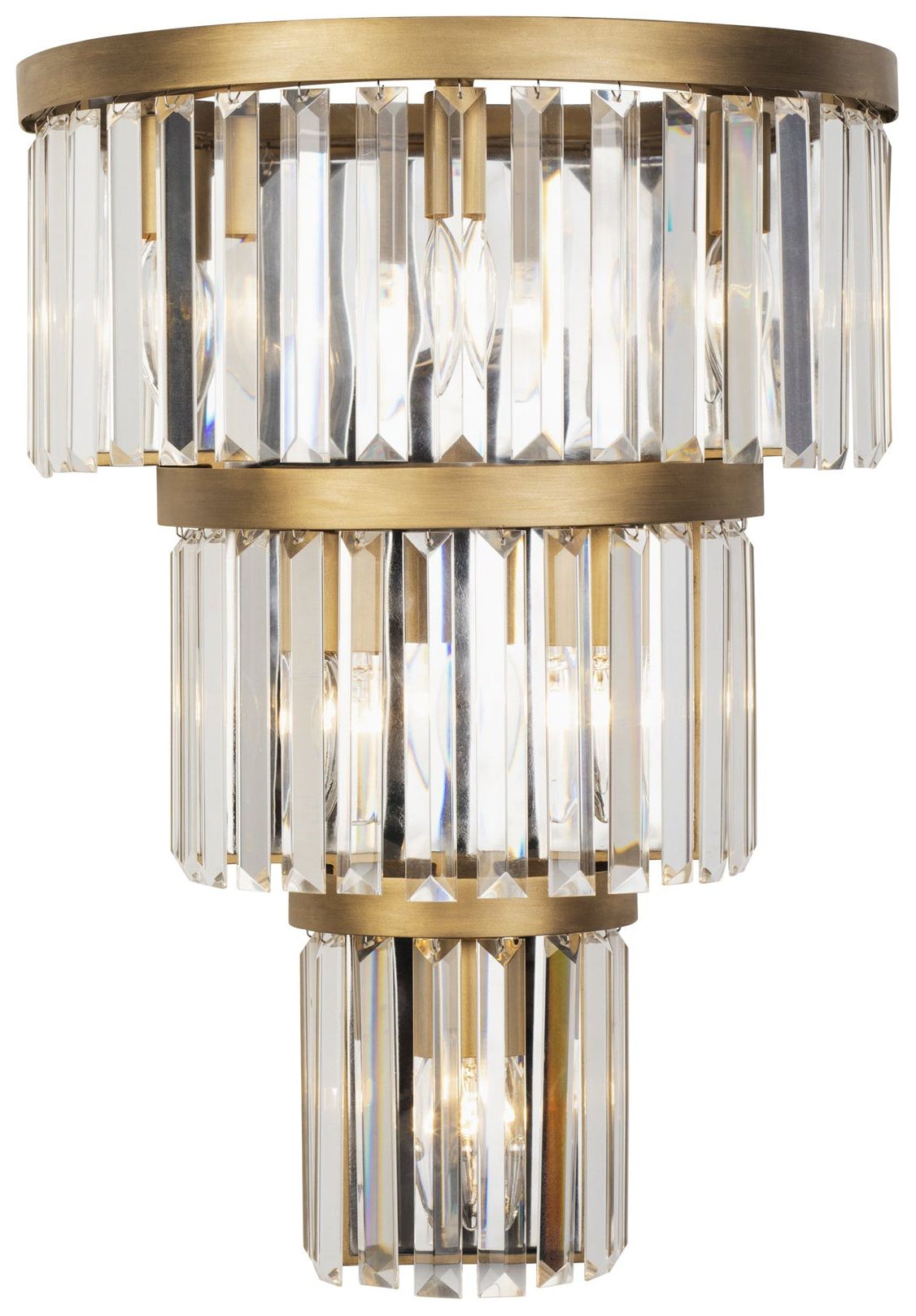 Social Club 21"H Havana Gold and Crystal 3-Tier Wall Sconce