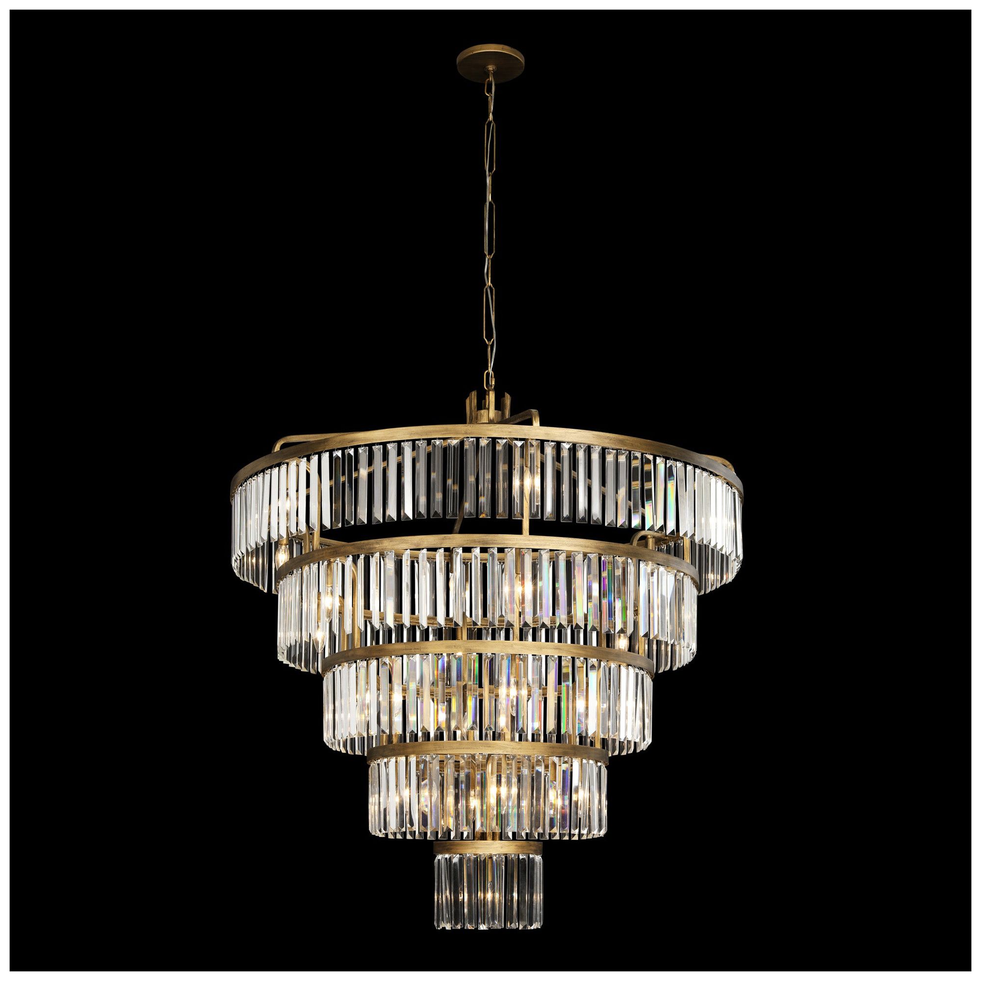 Image 3 Social Club 25-Light 5-Tier Gold and Crystal Glam Chandelier more views