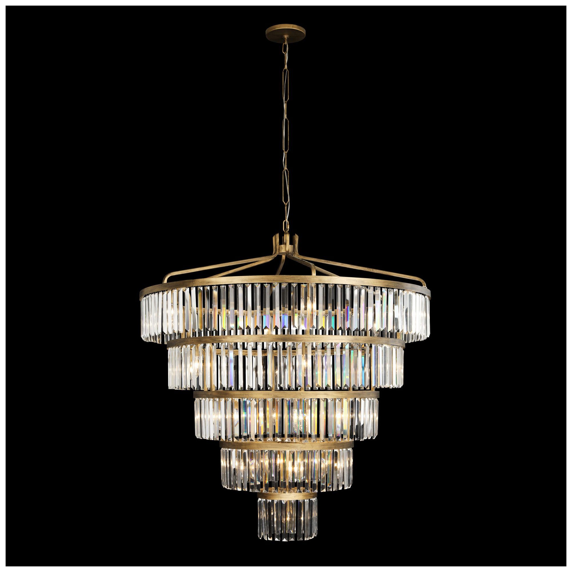 Image 4 Social Club 25-Light 5-Tier Gold and Crystal Glam Chandelier more views