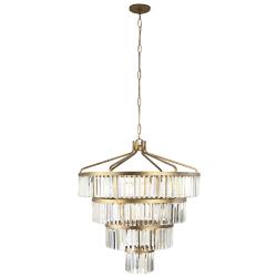 Social Club 36"W Havana Gold Crystal 4-Tier Pendant Light