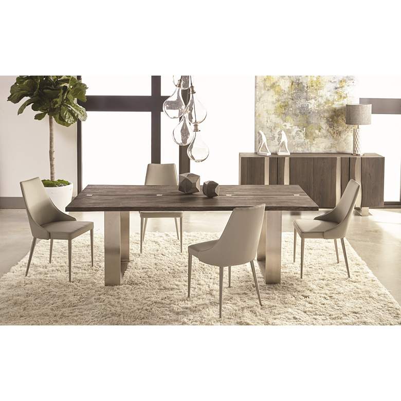 Image 1 Sodo 86 1/2 inchW Brushed Charcoal Oak and Nickel Dining Table