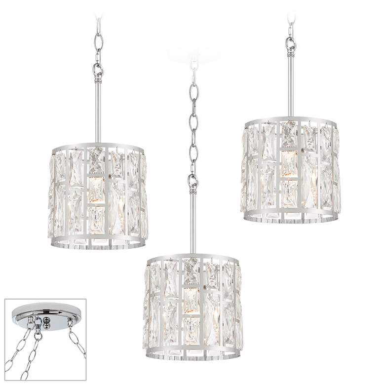 Image 1 Soffi Three 8 inch Wide Chrome and Crystal Multi-Light Swag Chandelier